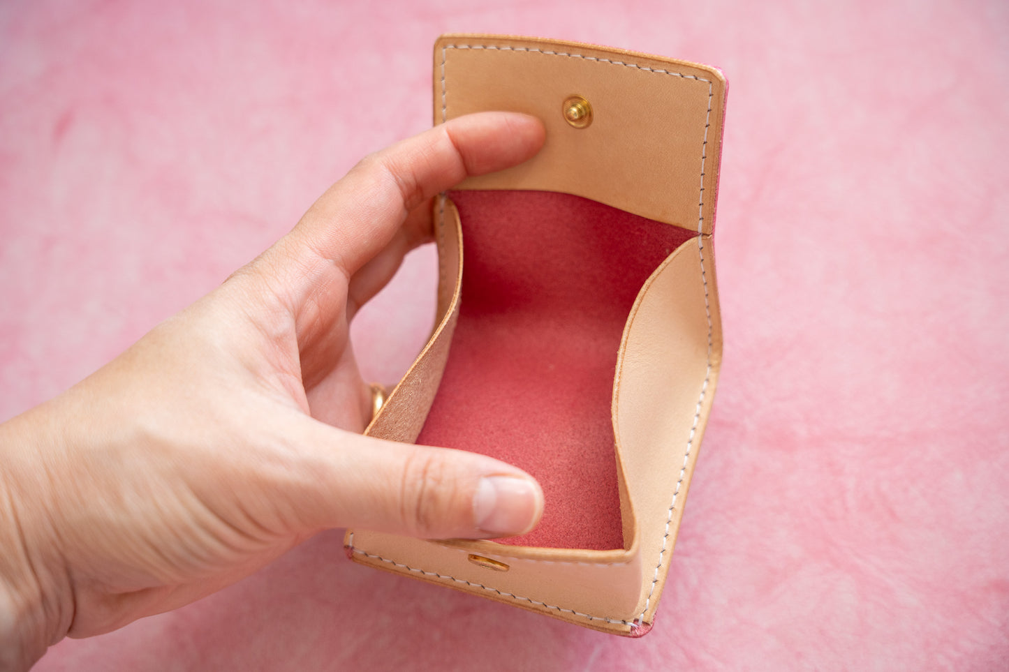 【一点物】ボックス型コインケース ピンク