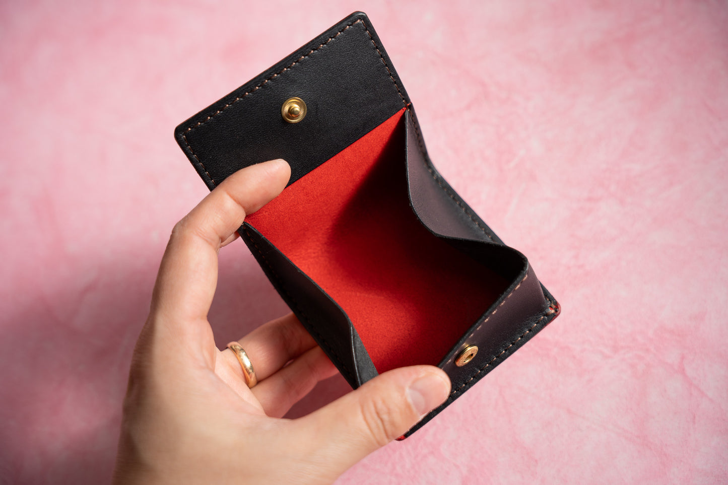 【一点物】ボックス型コインケース レッド