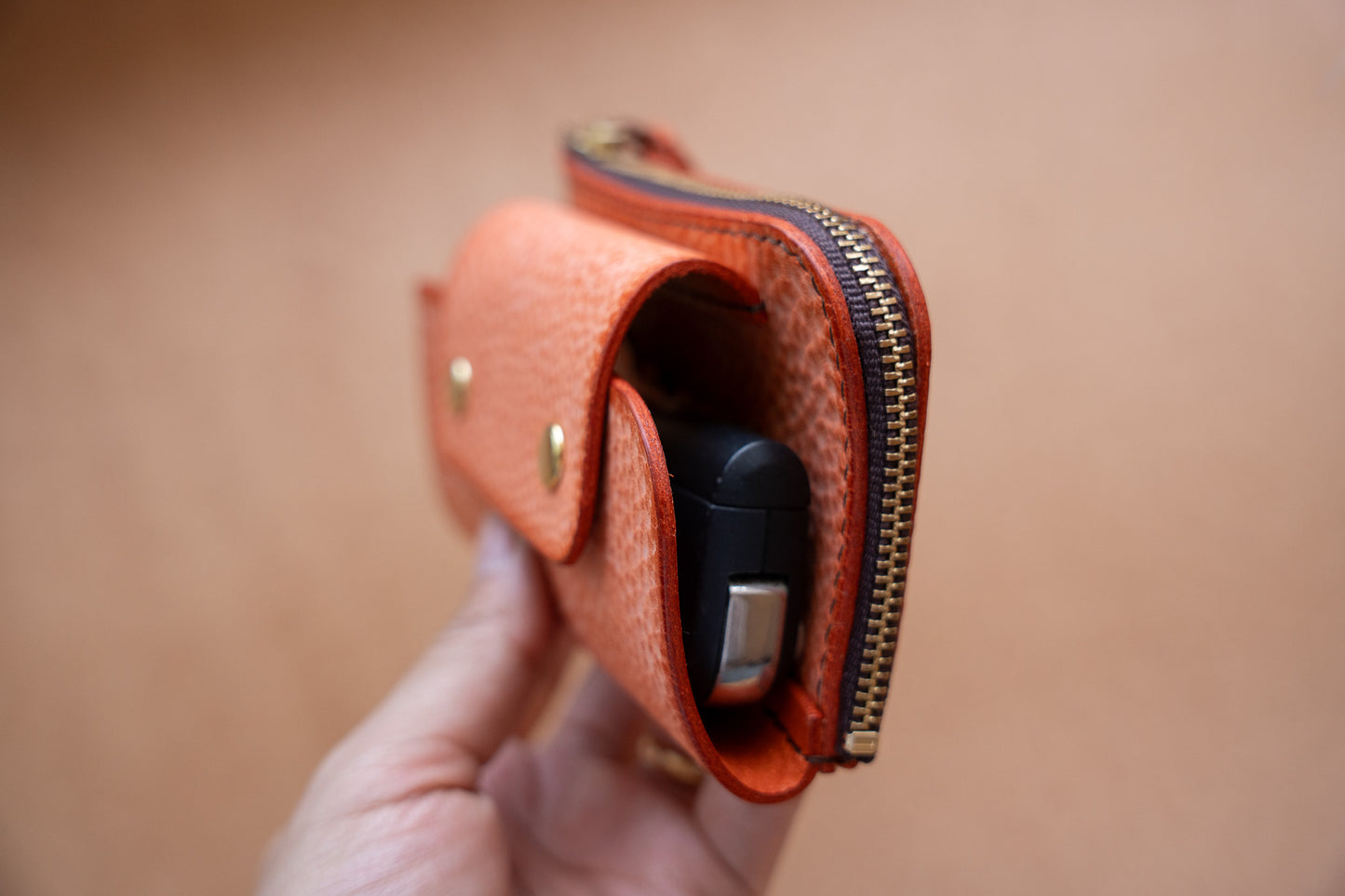 【一点物】ウォレットキーケース オレンジ