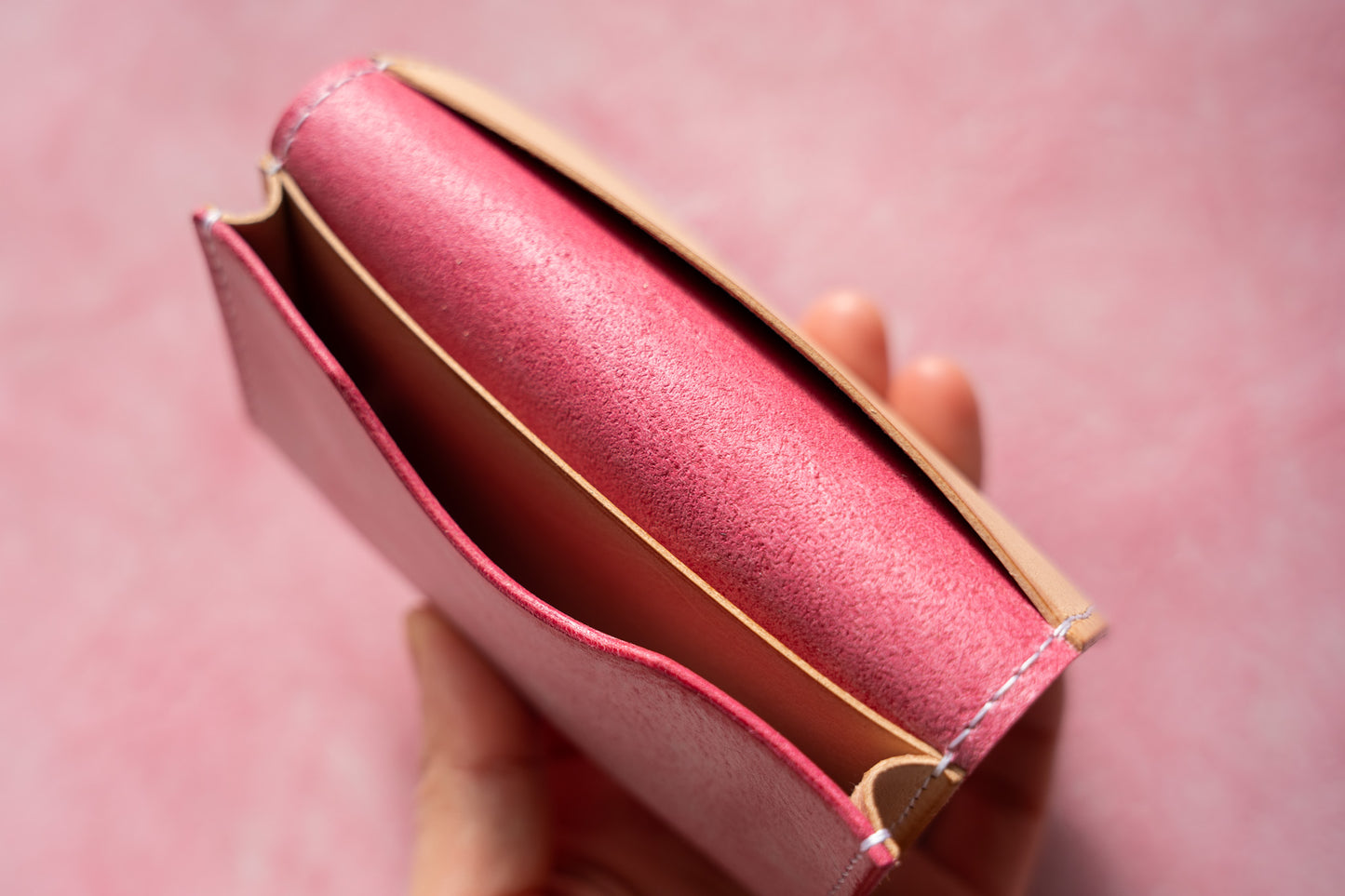 【一点物】名刺入れ ピンクxナチュラル