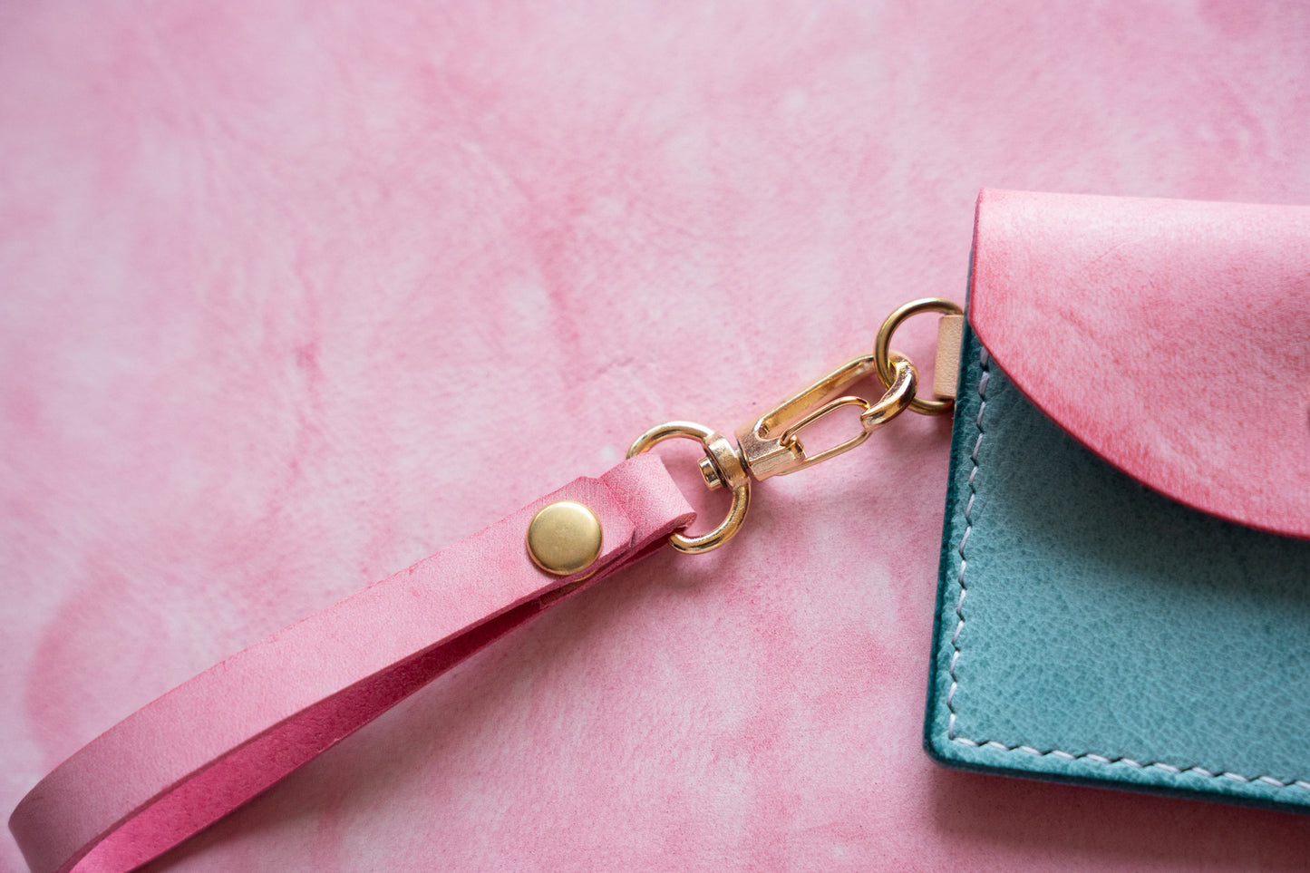 【一点物】ストラップ付きナディア  ピンクxアイスブルー