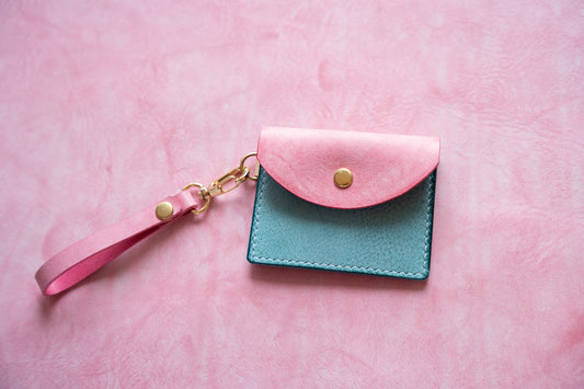 【一点物】ストラップ付きナディア  ピンクxアイスブルー