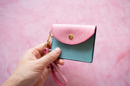 【一点物】ストラップ付きナディア  ピンクxアイスブルー