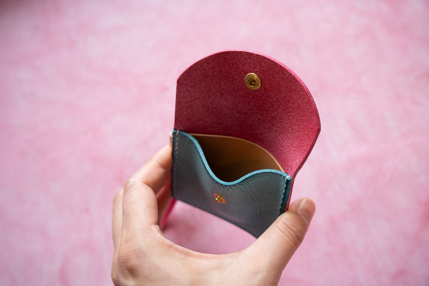 【一点物】ストラップ付きナディア  ピンクxアイスブルー