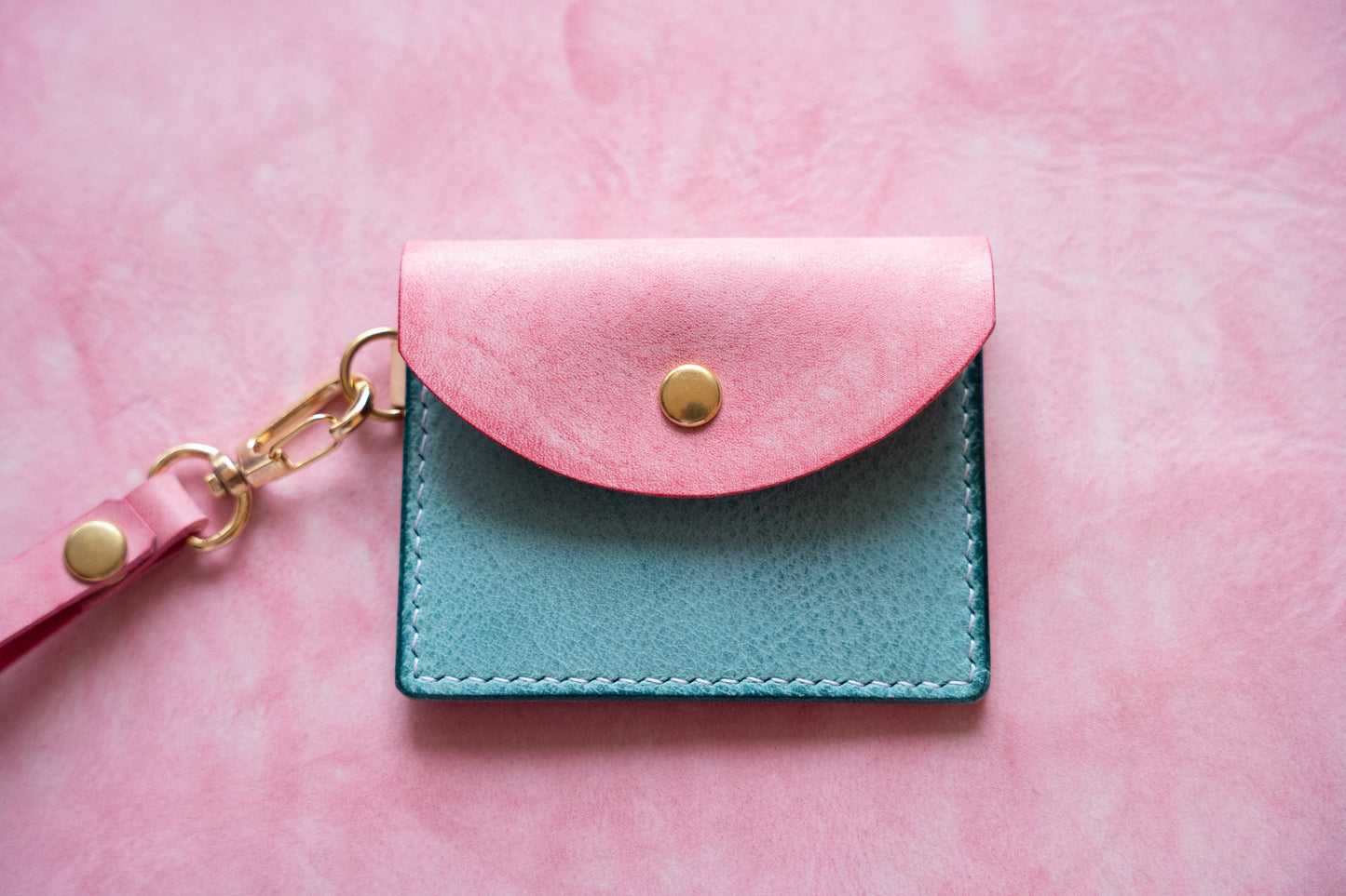 【一点物】ストラップ付きナディア  ピンクxアイスブルー