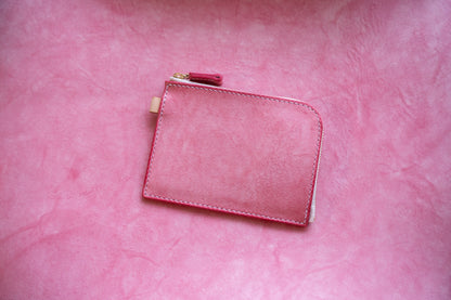 【一点物】L字ファスナー スリム財布 ピンク