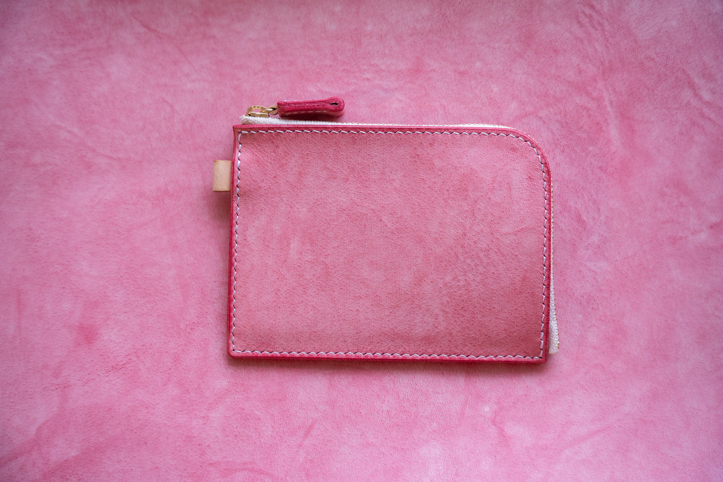 【一点物】L字ファスナー スリム財布 ピンク