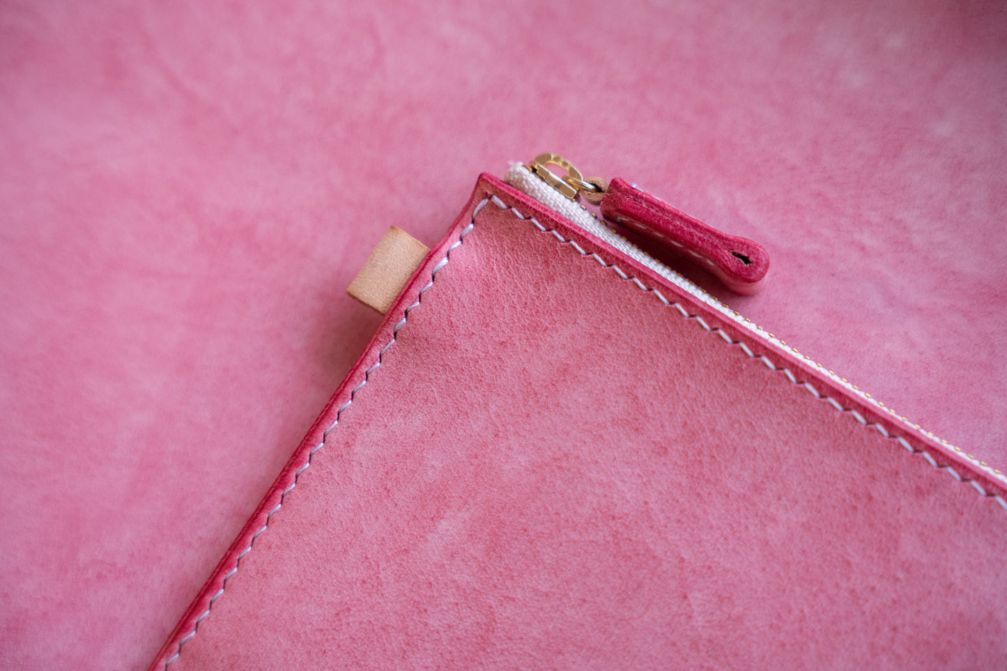 【一点物】L字ファスナー スリム財布 ピンク