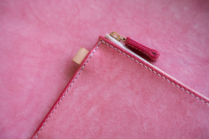【一点物】L字ファスナー スリム財布 ピンク
