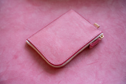 【一点物】L字ファスナー スリム財布 ピンク