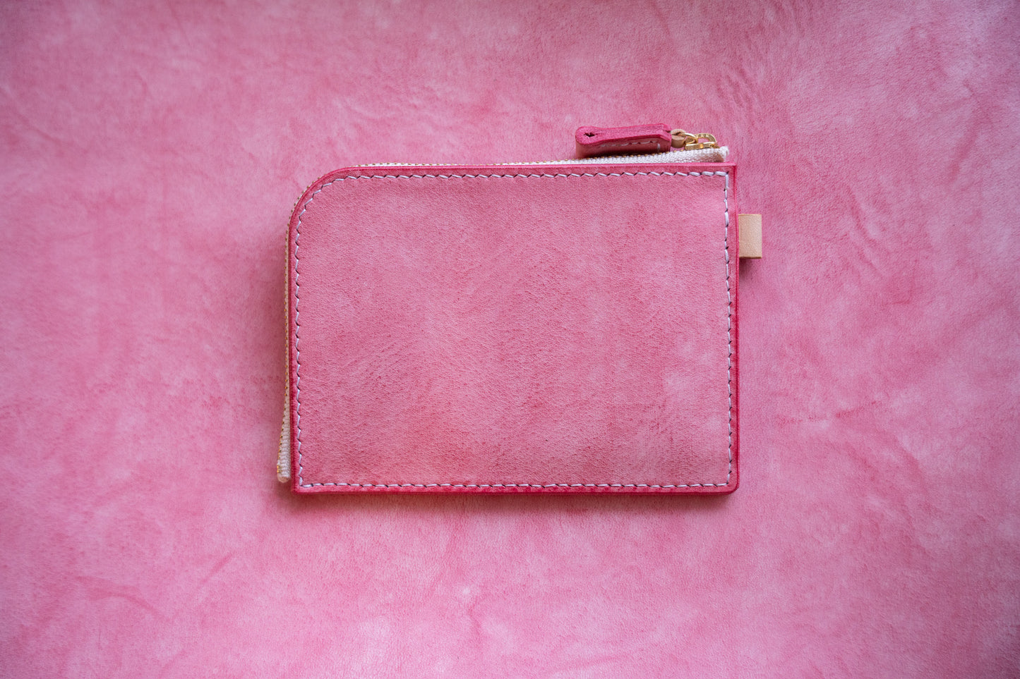 【一点物】L字ファスナー スリム財布 ピンク