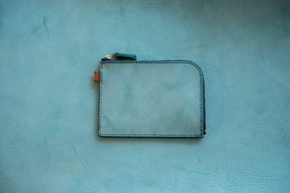 【一点物】L字ファスナー スリム財布 アイスブルー