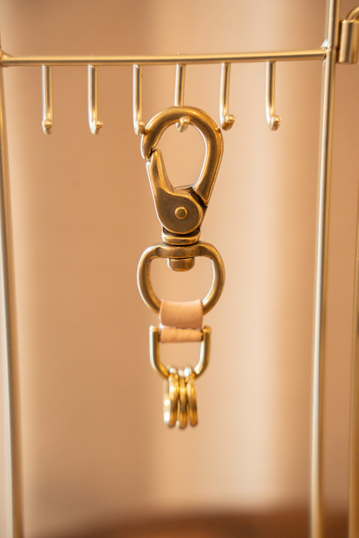 【一点物】真鍮カラビナキーホルダー ナチュラル