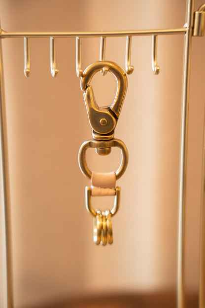 【一点物】真鍮カラビナキーホルダー ナチュラル