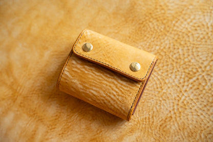 【一点物】ミニ財布 イエローxセサンタ 背面ポケット付き