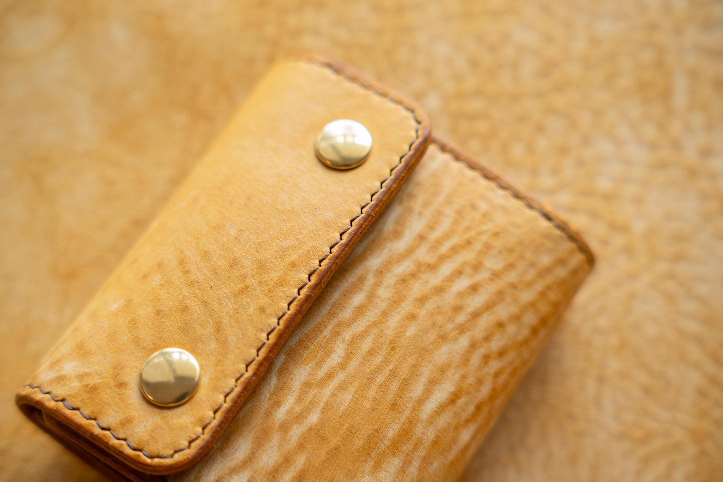 【一点物】ミニ財布 イエローxセサンタ 背面ポケット付き