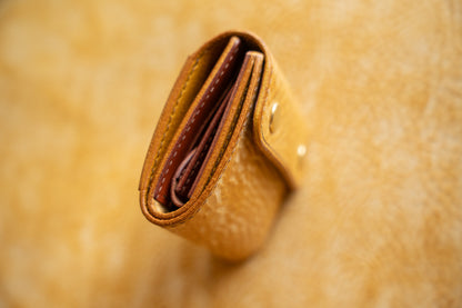 【一点物】ミニ財布 イエローxセサンタ 背面ポケット付き