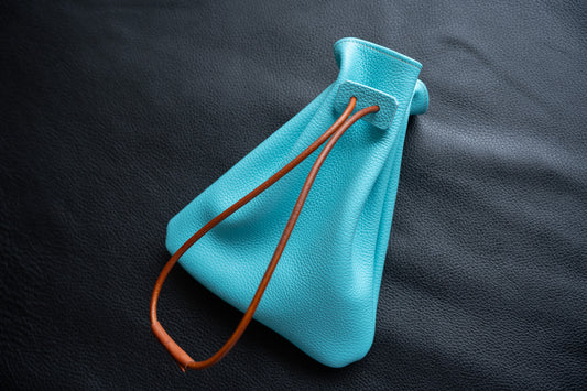 【一点物】巾着バッグ 水色