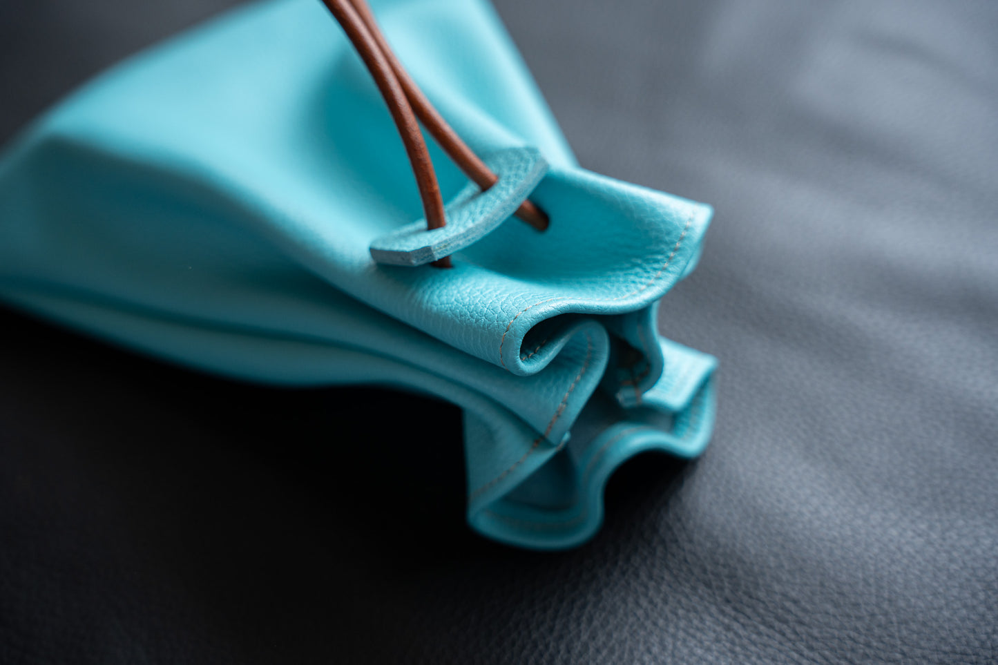 【一点物】巾着バッグ 水色