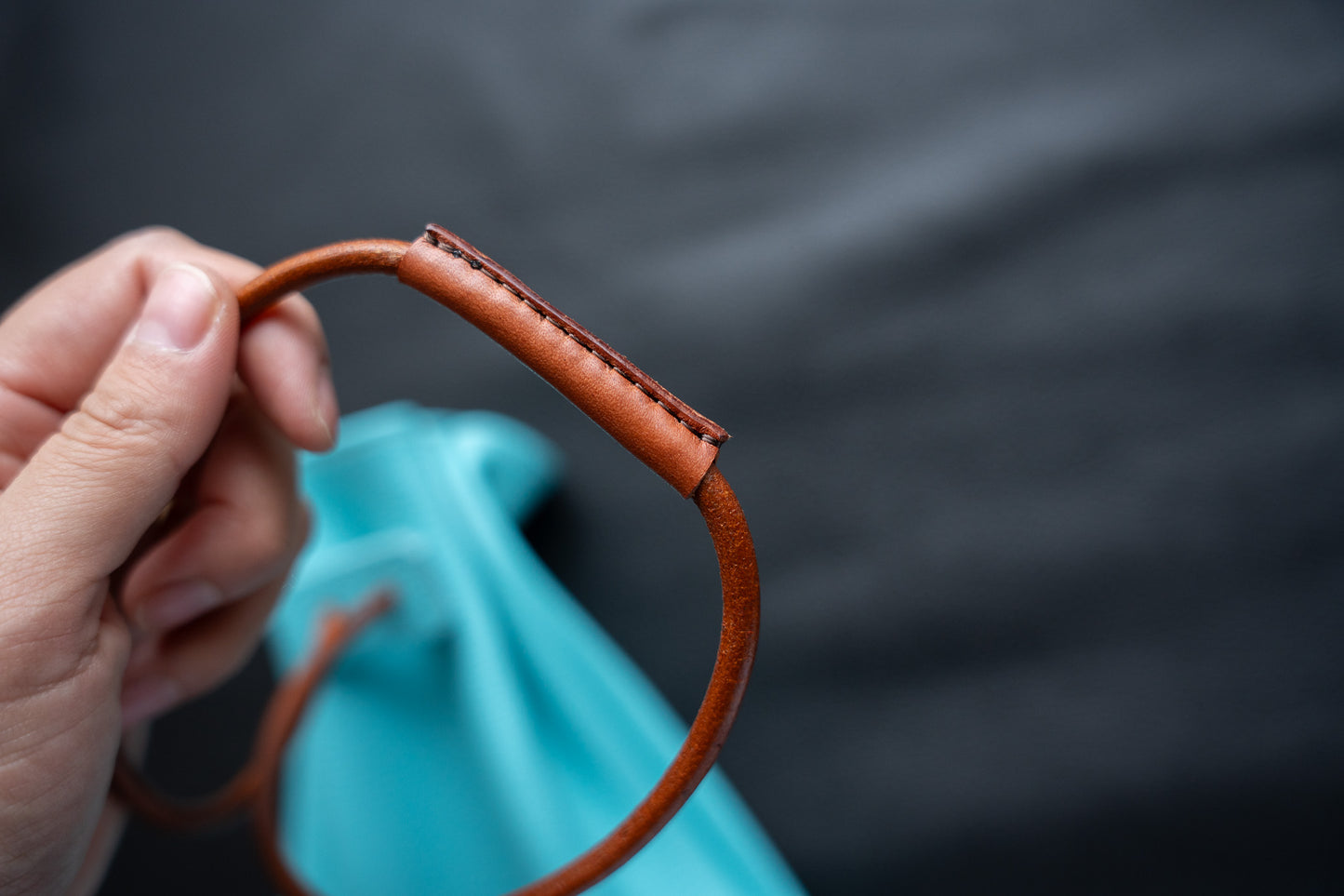 【一点物】巾着バッグ 水色