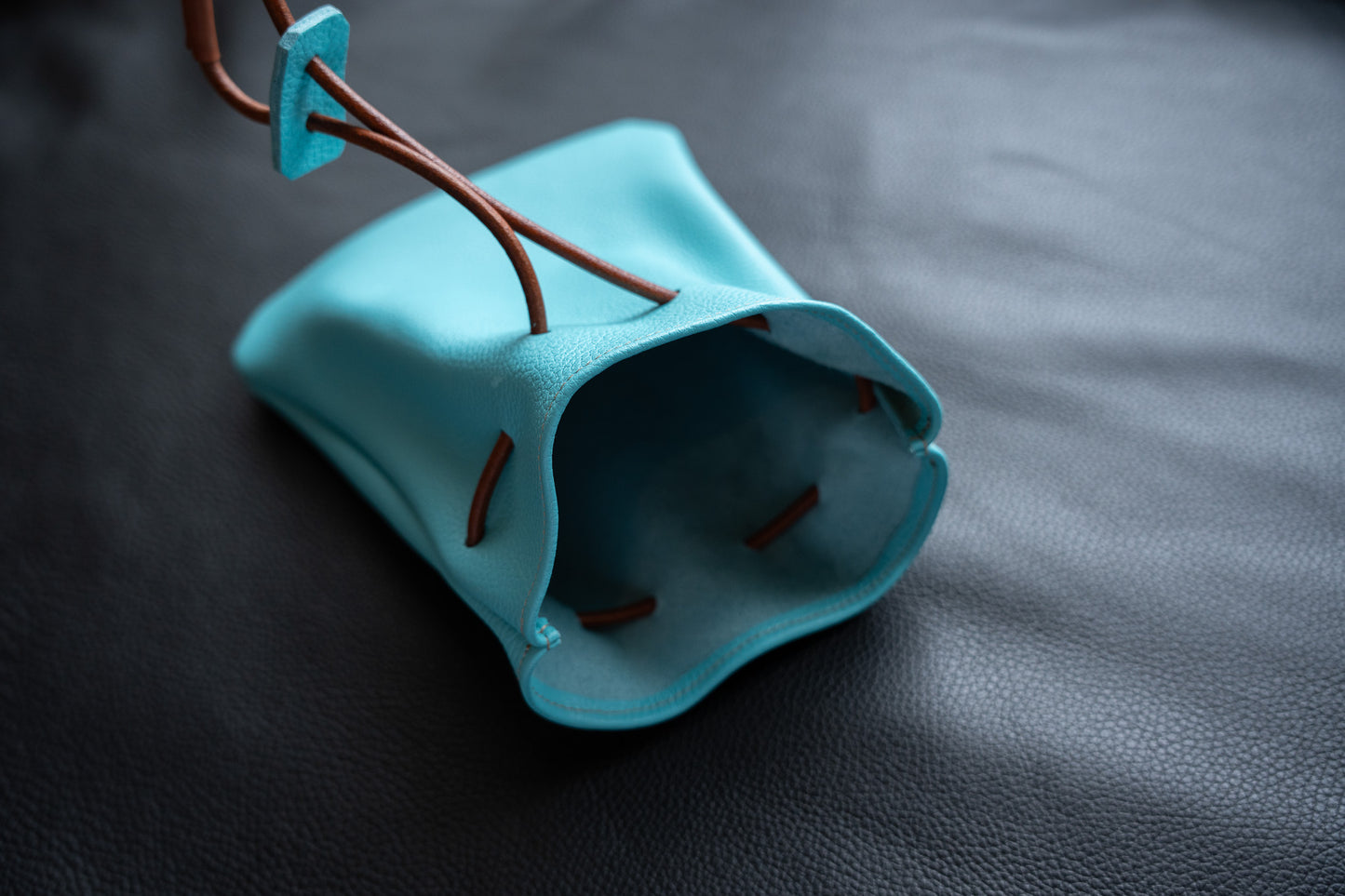 【一点物】巾着バッグ 水色