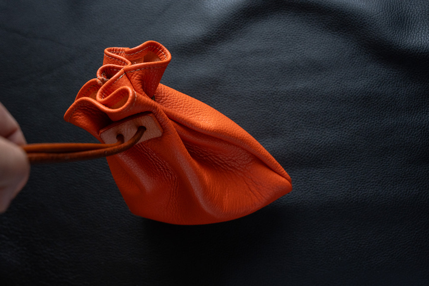 【一点物】巾着バッグ オレンジ