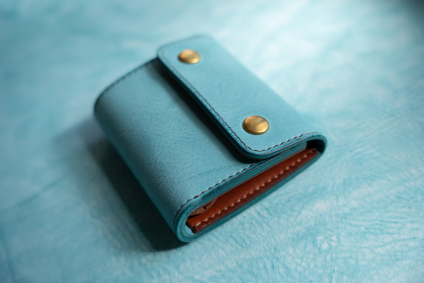 【一点物】ミニ財布 アイスブルーxセサンタ