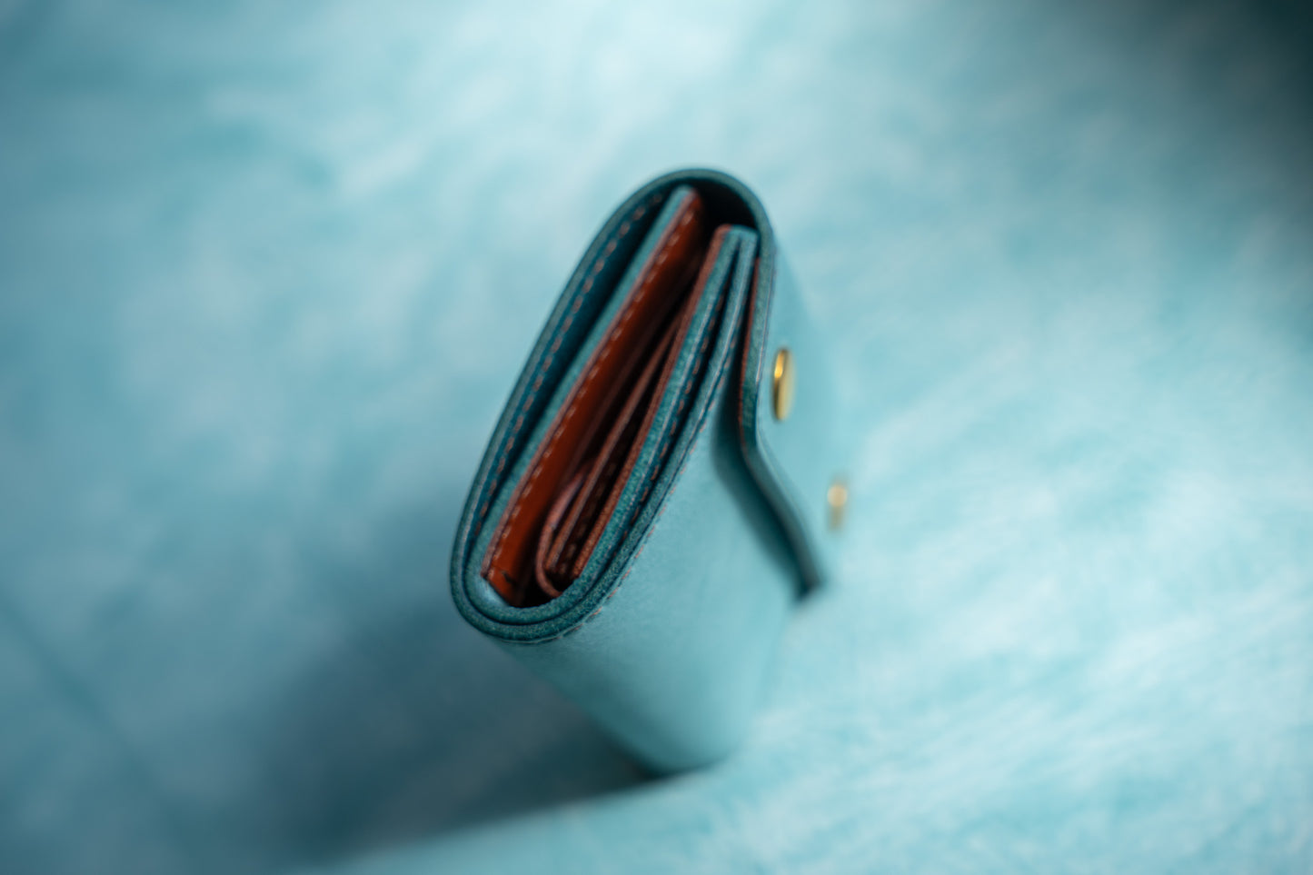 【一点物】ミニ財布 アイスブルーxセサンタ