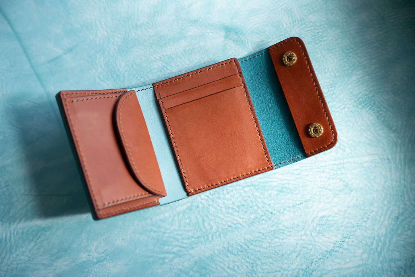 【一点物】ミニ財布 アイスブルーxセサンタ