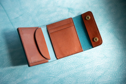 【一点物】ミニ財布 アイスブルーxセサンタ