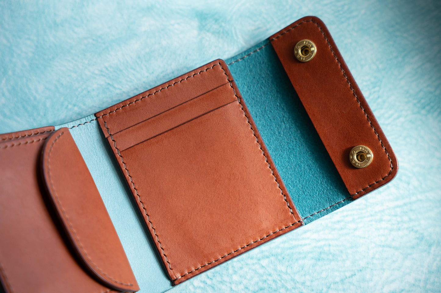 【一点物】ミニ財布 アイスブルーxセサンタ