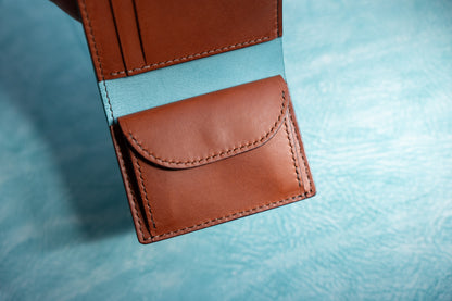 【一点物】ミニ財布 アイスブルーxセサンタ