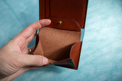 【一点物】ミニ財布 アイスブルーxセサンタ