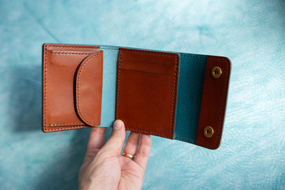 【一点物】ミニ財布 アイスブルーxセサンタ