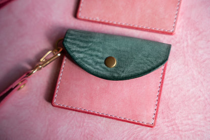 【一点物】ストラップ付きナディア  ビリジアンxピンク