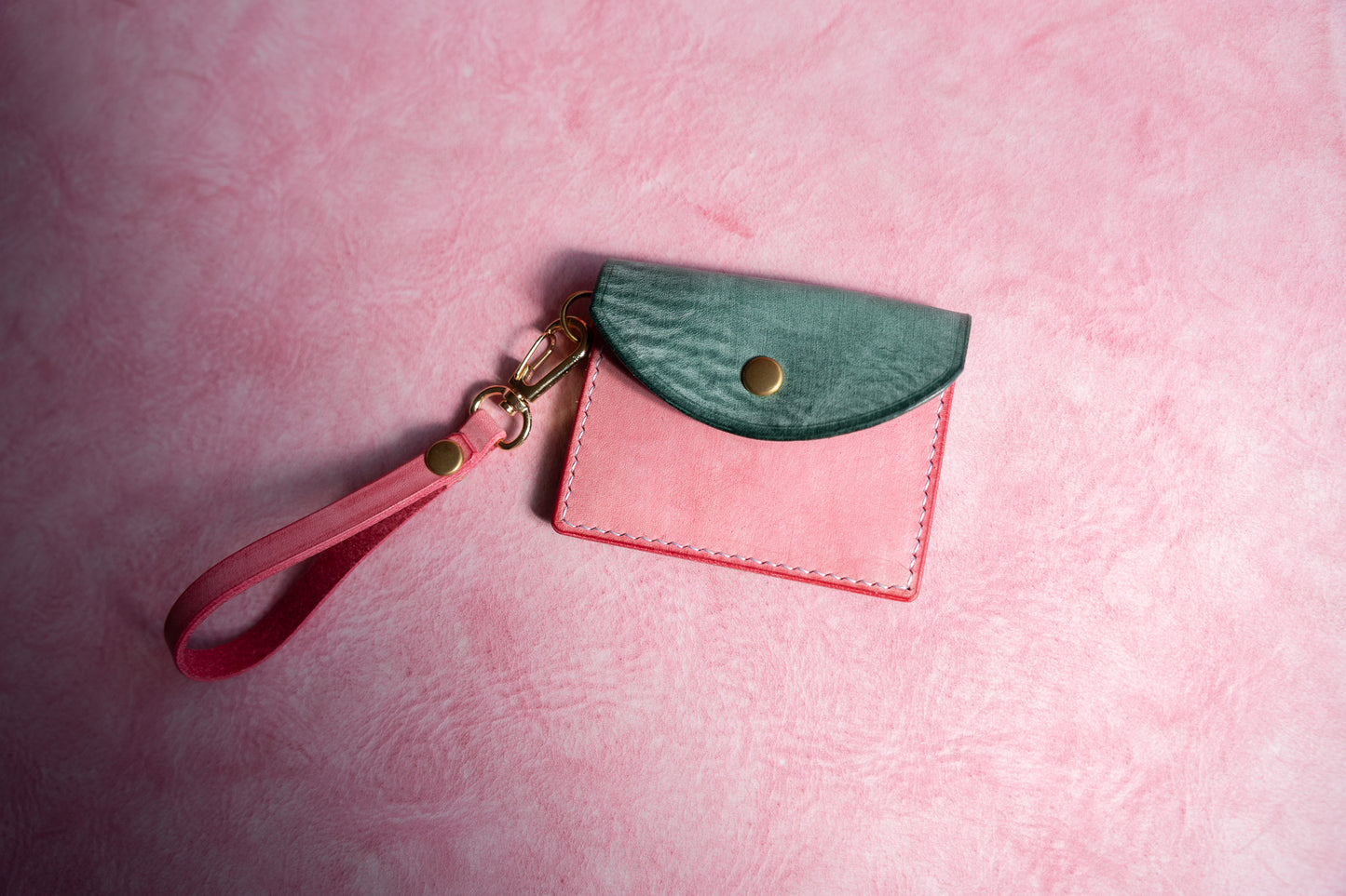 【一点物】ストラップ付きナディア  ビリジアンxピンク