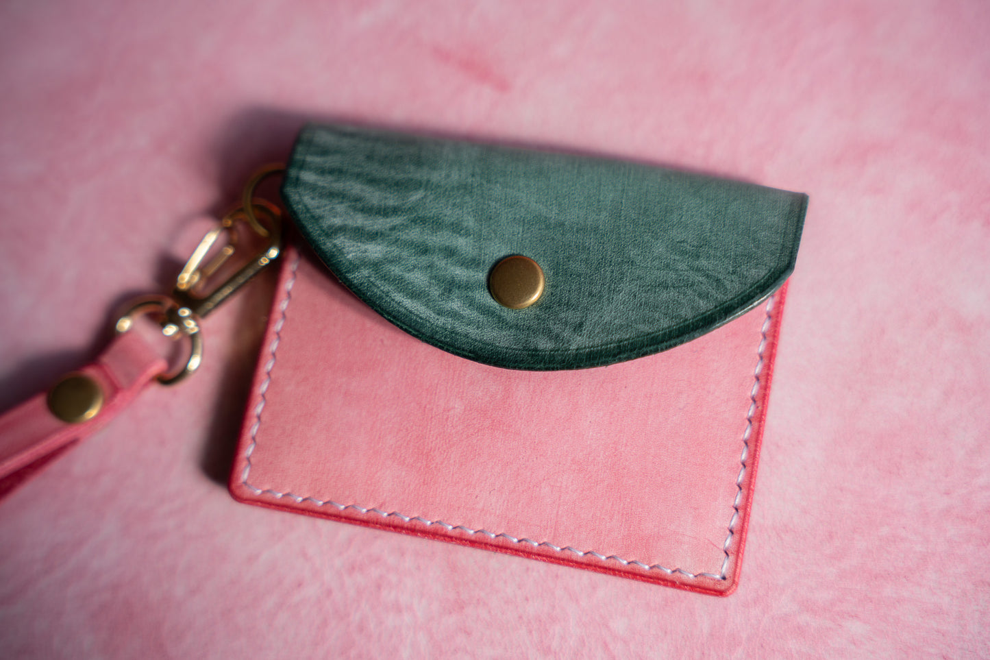 【一点物】ストラップ付きナディア  ビリジアンxピンク