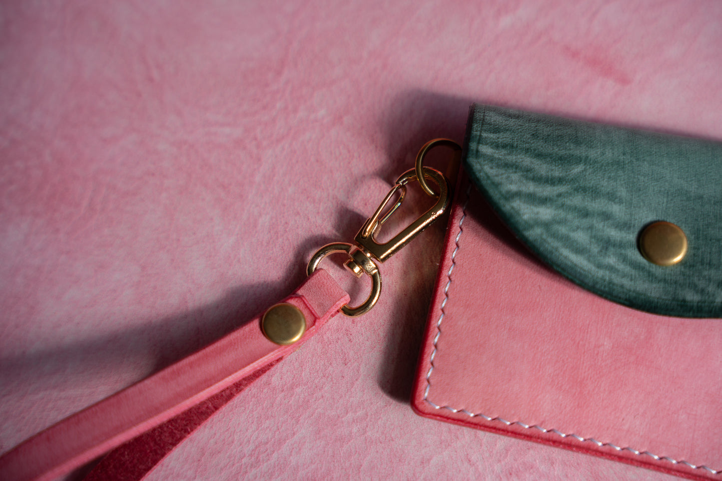 【一点物】ストラップ付きナディア  ビリジアンxピンク