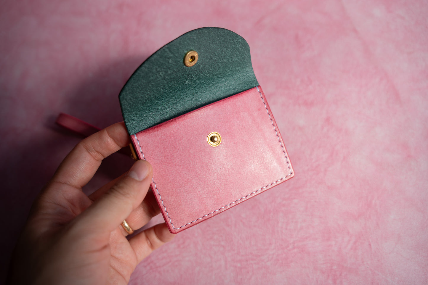 【一点物】ストラップ付きナディア  ビリジアンxピンク