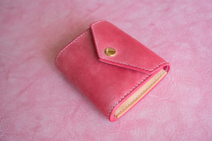 【一点物】ミニ財布 ピンクxナチュラル