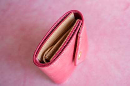 【一点物】ミニ財布 ピンクxナチュラル