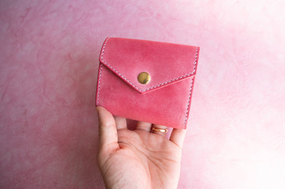 【一点物】ミニ財布 ピンクxナチュラル