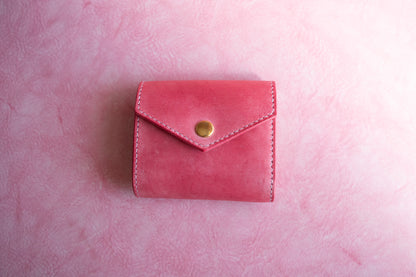 【一点物】ミニ財布 ピンクxナチュラル
