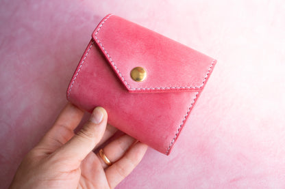 【一点物】ミニ財布 ピンクxナチュラル