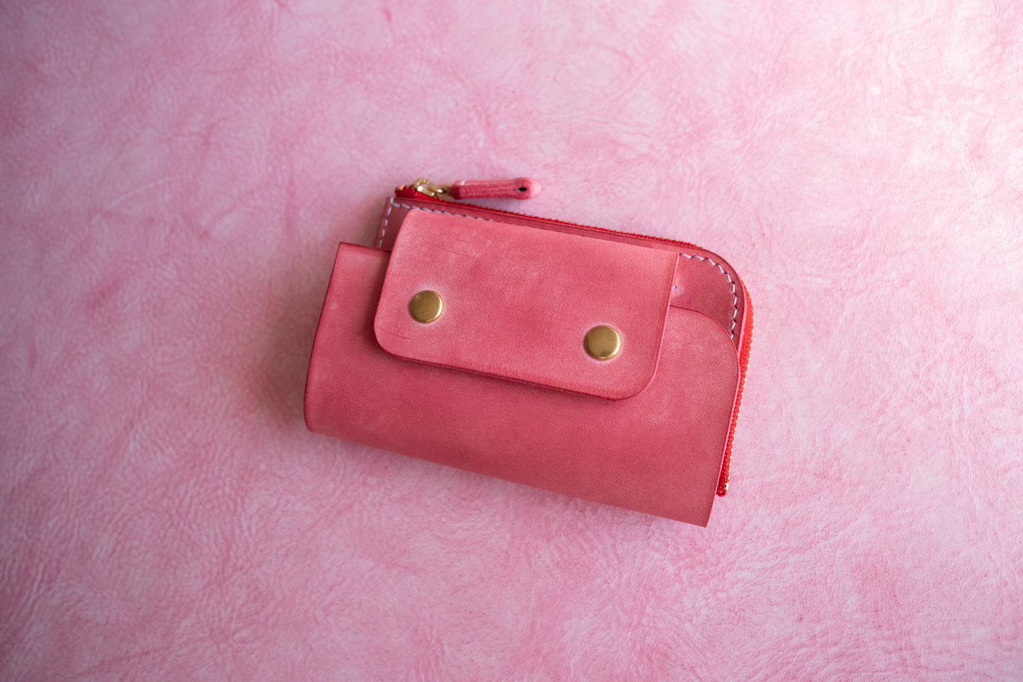 【一点物】ウォレットキーケース ピンク