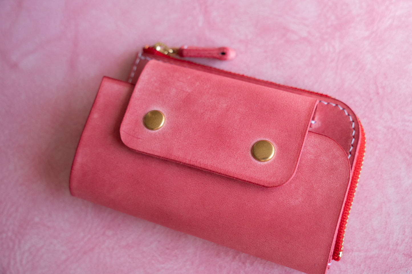 【一点物】ウォレットキーケース ピンク
