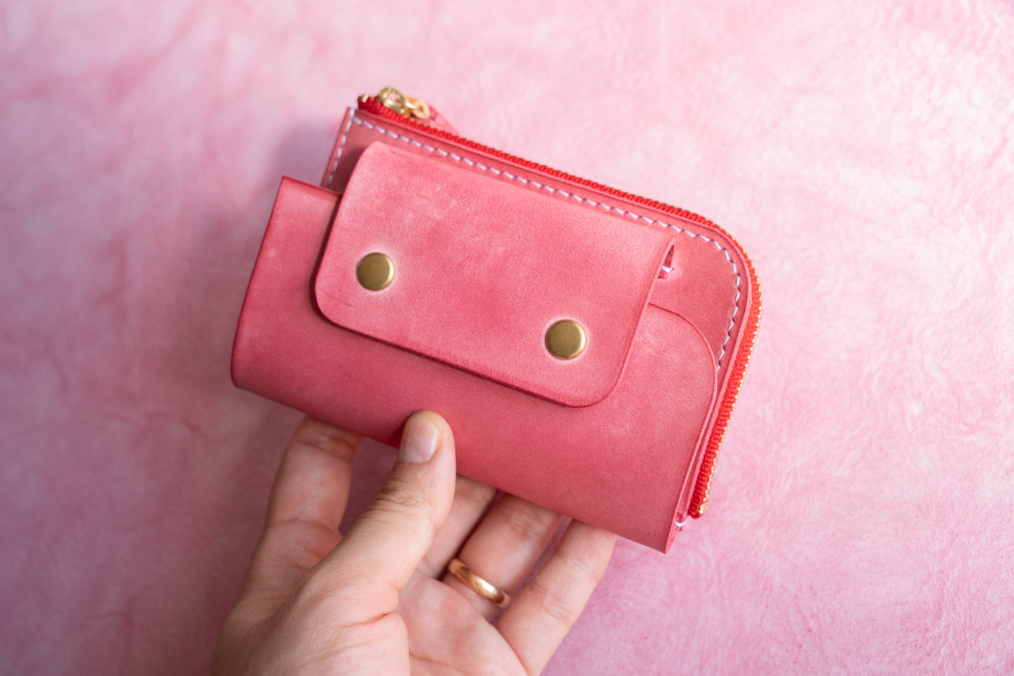 【一点物】ウォレットキーケース ピンク