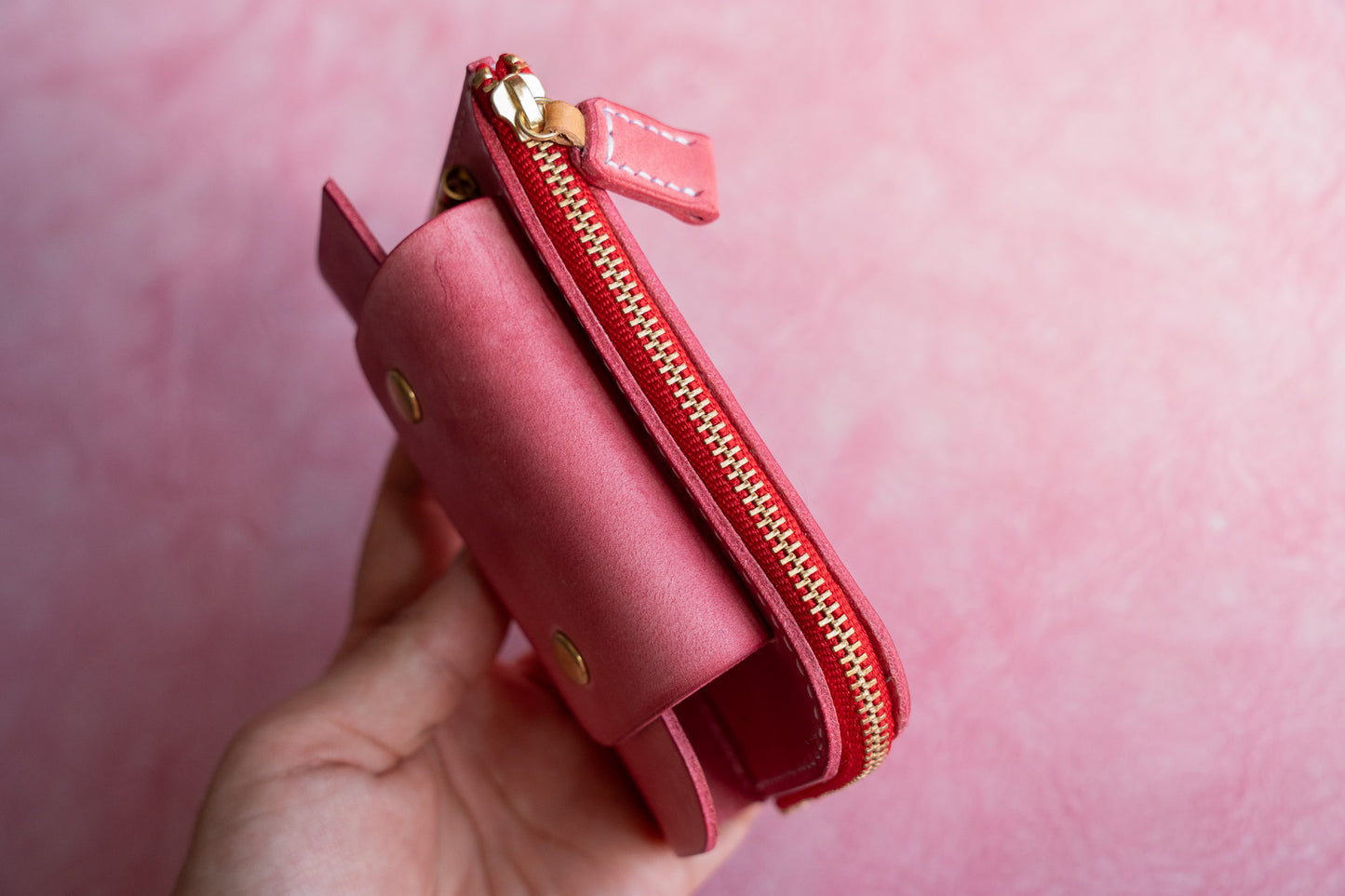 【一点物】ウォレットキーケース ピンク