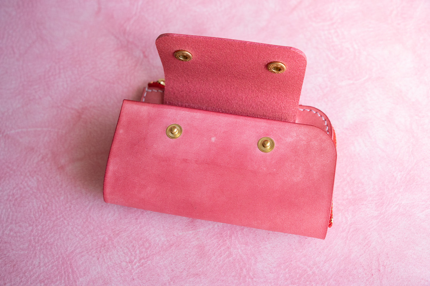 【一点物】ウォレットキーケース ピンク