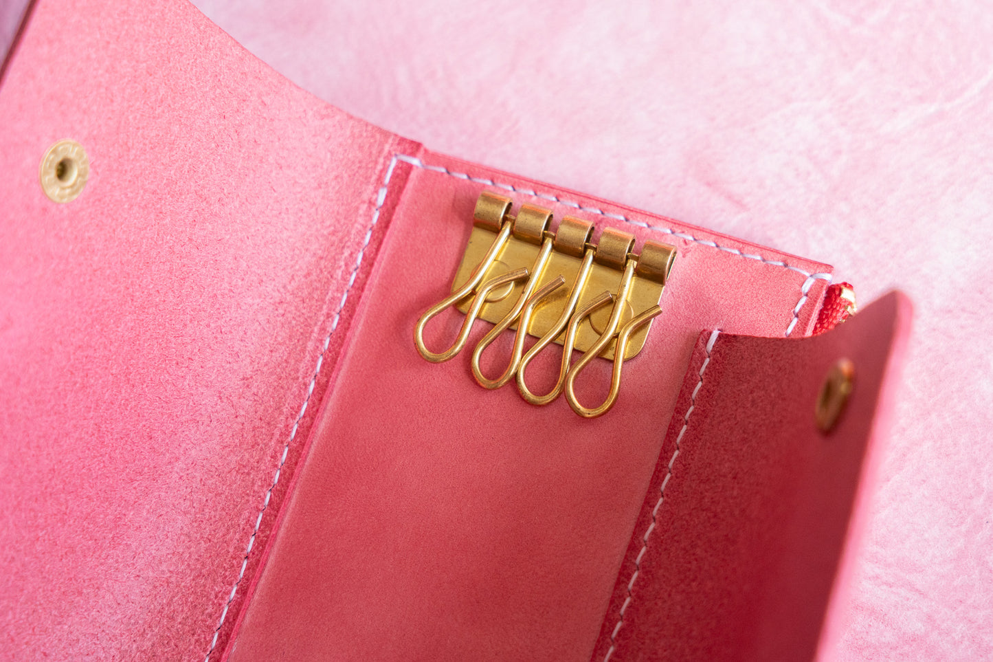 【一点物】ウォレットキーケース ピンク